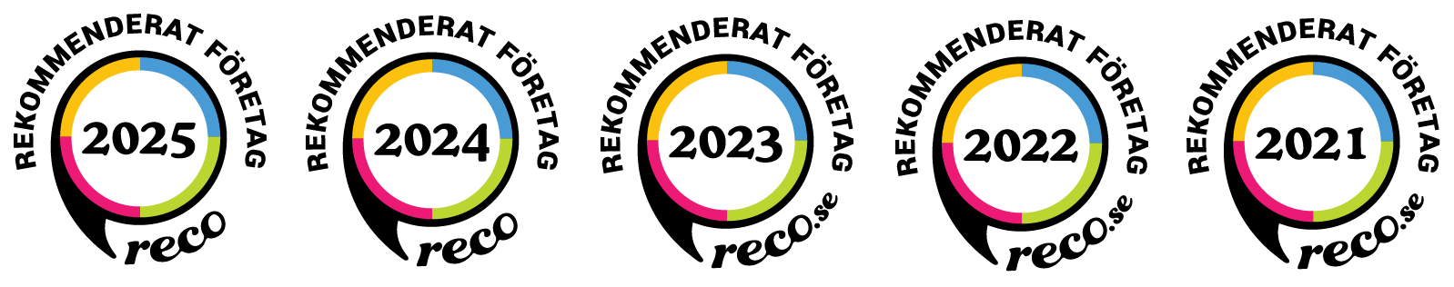 Rekommenderat företag på reco badges