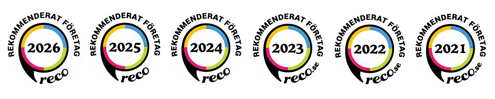 Rekommenderat företag på reco badges